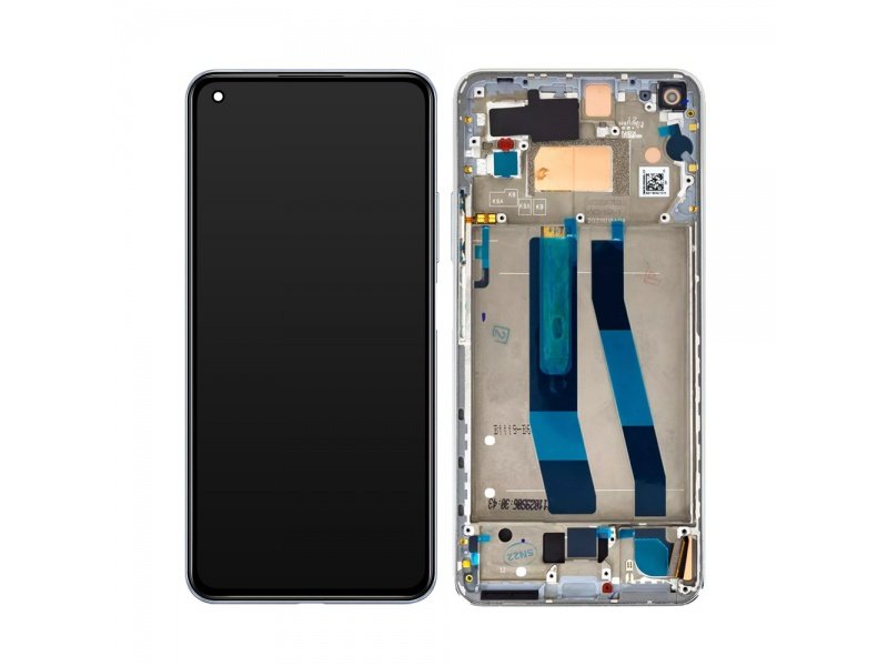 LCD + Dotyk + Rámeček pro Xiaomi 11 Lite 5G NE/Mi 11 Lite 4G/5G 2021 bílá (Service Pack) - obrázek produktu