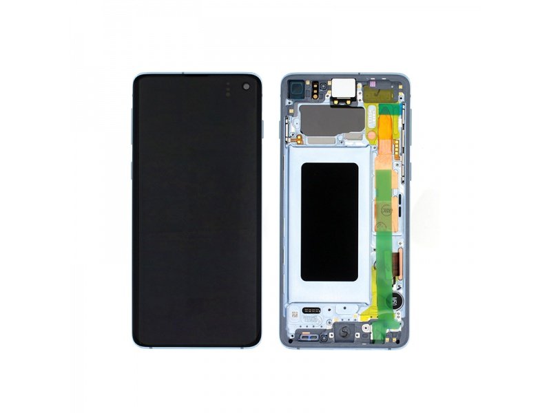 LCD displej + rámeček pro Samsung Galaxy S10 G973 Prism modrá (Service Pack) (GH82-18850C) - obrázek produktu
