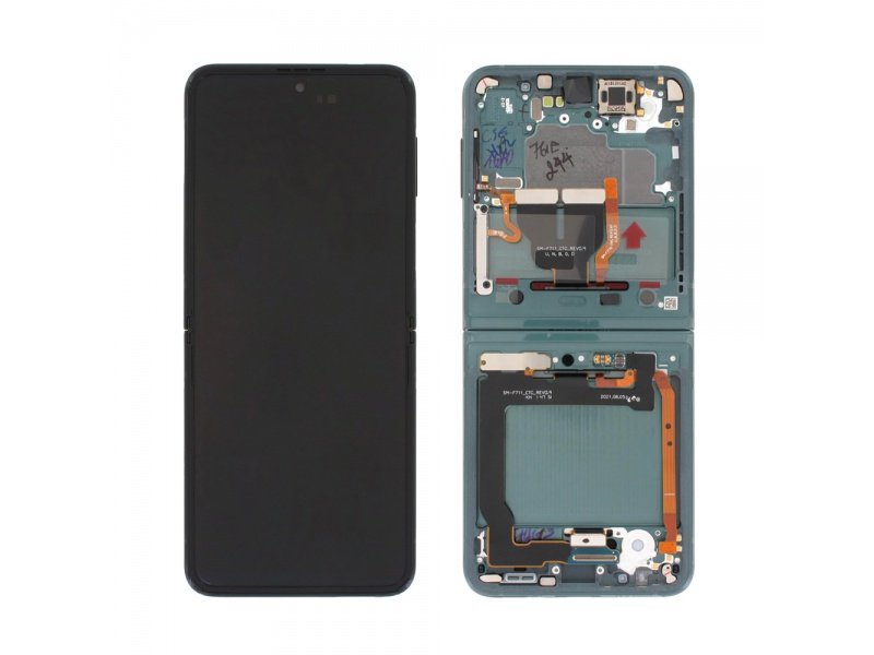 LCD displej + rámeček pro Samsung Galaxy Z Flip 3 5G F711 zelená bez kamery (Service Pack) (GH82-27243C) - obrázek produktu