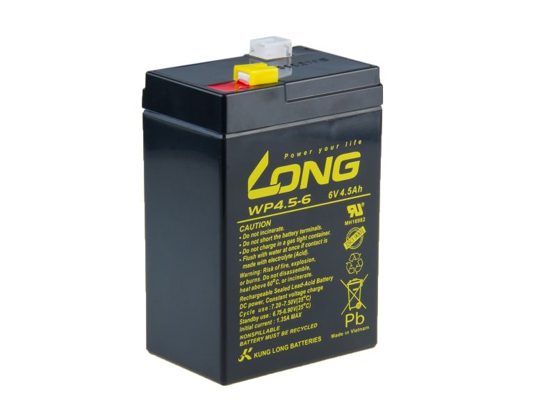 Long 6V 4,5Ah olověný akumulátor F1 - obrázek produktu