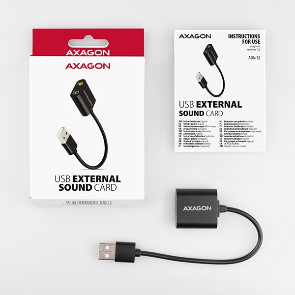 AXAGON ADA-12, USB 2.0 - externí zvuková karta, 48kHz/ 16-bit stereo, kovová, kabel USB-A 15 cm - obrázek č. 4