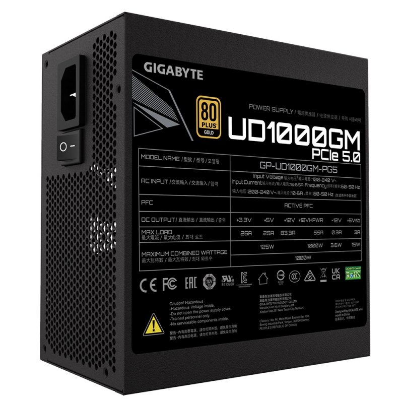 GIGABYTE UD1000GM PG5/ 1000W/ ATX/ 80PLUS Gold/ Modular/ Retail - obrázek č. 4