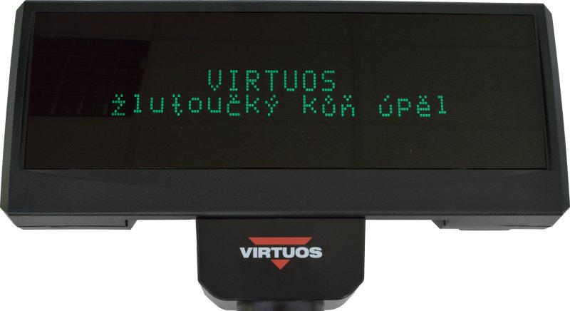 VFD zákaznický displej Virtuos FV-2029M 2x20 9mm, serial (RS-232), 12V, černý - obrázek produktu