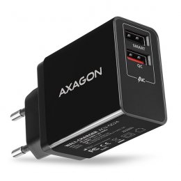 AXAGON ACU-QS24, QC & SMART nabíječka do sítě 24W, 2x USB-A port, QC3.0/ AFC/ FCP + 5V/ 1.2A  (ACU-QS24)