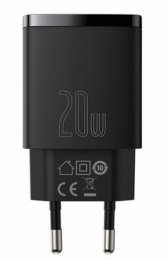 Baseus CCXJ-B01 Compact Quick Nabíječka USB/ USB-C 20W Black  (6953156207233)