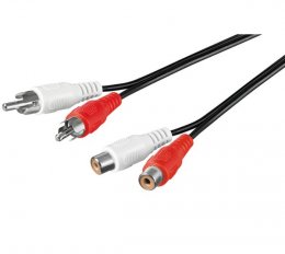 PremiumCord Kabel 2x Cinch-2x Cinch, M/ F 15m  (kjackcmf2-15)