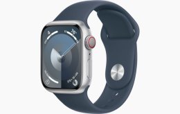 Apple Watch S9 Cell/ 41mm/ Silver/ Sport Band/ Storm Blue/ -M/ L  (MRHW3QC/A)