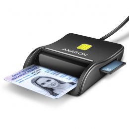 AXAGON CRE-SM3SD, USB-A FlatReader čtečka Smart card (eObčanka) + SD/ microSD/ SIM, kabel 1.3 m