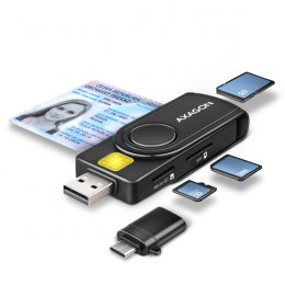 AXAGON CRE-SMP2A, USB-A + USB-C PocketReader 4-slot čtečka Smart card (eObčanka) + SD/ microSD/ SIM  (CRE-SMP2A)