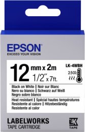 Epson Label Cartridge Heat Resistant LK-4WBH Black/ White 12mm (2m)  (C53S654025)