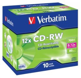 VERBATIM CD-RW(10-Pack)/ Jewel/ 12x/ 700MB  (43148)