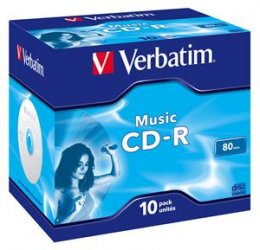 VERBATIM CD-R(10-pack)AudioLiveit!/ Color/ Jewel/ 80m  (43365)