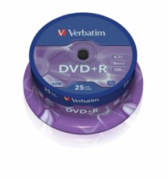 VERBATIM DVD+R(25-Pack)Spindl/ MattSlvr/ 16x/ 4.7GB  (43500)