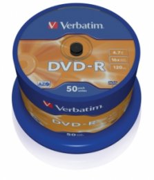 VERBATIM DVD-R(50-Pack)Spindl/ MattSlvr/ 16x/ 4.7GB  (43548)