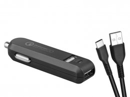 AVACOM CarMAX 2 nabíječka do auta 2x Qualcomm Quick Charge 2.0, černá barva (USB-C kabel)  (NACL-QC2XC-KK)