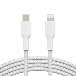 BELKIN kabel oplétaný USB-C - Lightning, 2m, bílý  (CAA004bt2MWH)
