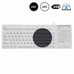 SK318BL – Silikonová antibakteriální klávesnice s touchpadem podsvícená, CZ, USB, IP68  (SK318BL)