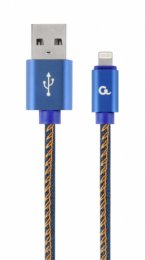 Gembird oplétaný denim USB-A/ Lightning kabel 2m  (CC-USB2J-AMLM-2M-BL)