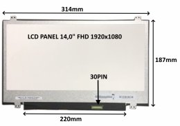 LCD PANEL 14,0" FHD 1920x1080 30PIN MATNÝ /  ÚCHYTY NAHOŘE A DOLE  (77049667)