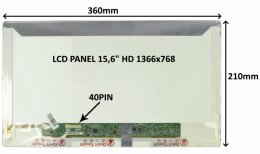LCD PANEL 15,6" HD 1366x768 40PIN LESKLÝ /  ŠROUBOVÁNÍ Z BOKŮ  (77024194)