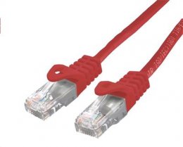 Kabel C-TECH patchcord Cat6, UTP, červený, 0,25m  (CB-PP6-025R)