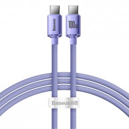 Baseus CAJY000605 Crystal Shine Series Datový Kabel USB-C - USB-C 100W 1,2m Purple  (6932172602888)