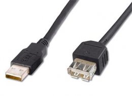 PremiumCord USB 2.0 kabel prodlužovací, A-A, 0,5m, černý  (kupaa05bk)