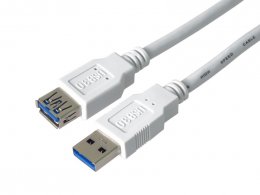 PremiumCord Prodlužovací kabel USB 3.0 Super-speed 5Gbps A-A, MF, 9pin, 0,5m bílá  (ku3paa05w)
