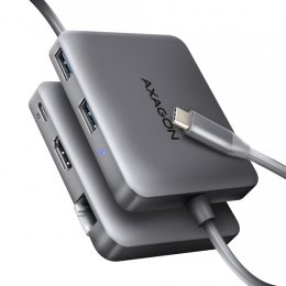 AXAGON HMC-5HL USB 5Gbps hub, 2x USB-A, HDMI 4k/ 60Hz, RJ-45 GLAN, PD 100W, kabel USB-C 20cm  (HMC-5HL)