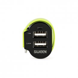 Nabíječka Do Auta 3-Výstupy 6 A 2x USB / Micro USB Černá/Zelená CH-023BL  (CH-023BL)
