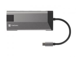 Natec multiport adaptér FOWLER PLUS HUB 8v1, USB 3.0 3X, HDMI 4K, USB-C PD, RJ45, SD, MICRO  (NMP-1690)