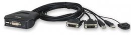 Aten 2-port DVI KVM USB mini, integrované kabely  (CS-22D)