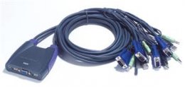 Aten 4-port KVM USB mini, audio, 1.8m kabely  (CS-64U)