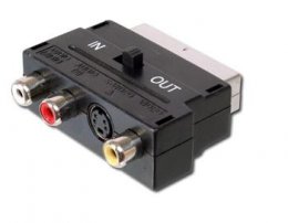 PremiumCord Adapter SCART-3x cinch + S-video s přepínačem IN/ OUT  (kjsa-01)
