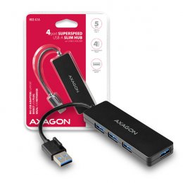 AXAGON HUE-G1A, 4x USB 3.2 Gen 1 SLIM hub, kabel Type-A 14cm napevno  (HUE-G1A)