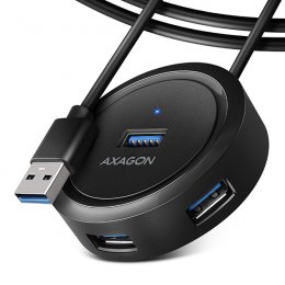 AXAGON HUE-P1AL, 4x USB 3.2 Gen 1 ROUND hub, micro USB napájecí konektor, kabel USB-A 1.2m  (HUE-P1AL)
