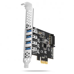 AXAGON PCEU-43RS, PCIe řadič, 4x USB 3.2 Gen 1 port, 5 Gbps, napájení z PCIe nebo SATA, SP & LP  (PCEU-43RS)