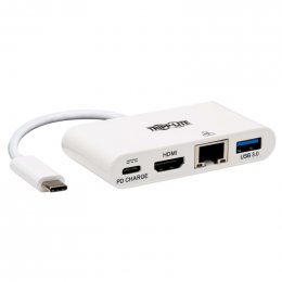 Tripplite Mini dokovací stanice USB-C /  HDMI, USB-A, GbE, 60W nabíjení, HDCP, bílá  (U444-06N-H4GU-C)