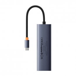 Baseus hub Ultra Joy USB 6v1 (USB-C/ 1xHDMI4K30Hz/ 3xUSB 3.0/ 1xPD/ RJ45) šedý  (6932172630713)