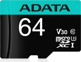 ADATA V30S/ micro SDXC/ 64GB/ 95MBps/ UHS-I U3 /  Class 10/ + Adaptér  (AUSDX64GUI3V30SA2-RA1)