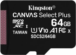 Kingston Canvas Select Plus A1/ micro SDXC/ 64GB/ 100MBps/ UHS-I U1 /  Class 10  (SDCS2/64GBSP)