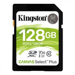 Kingston Canvas Select Plus U3/ SDXC/ 128GB/ 100MBps/ UHS-I U3 /  Class 10  (SDS2/128GB)