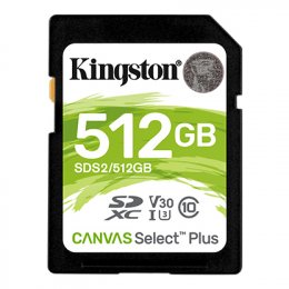 Kingston Canvas Select Plus U3/ SDXC/ 512GB/ 100MBps/ UHS-I U3 /  Class 10  (SDS2/512GB)