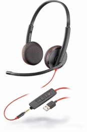 Poly Blackwire C3225/ Stereo/ USB/ Drát/ Černá-červená  (209747-201)