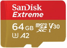 SanDisk Extreme/ micro SDXC/ 64GB/ 170MBps/ UHS-I U3 /  Class 10/ + Adaptér  (SDSQXAH-064G-GN6AA)