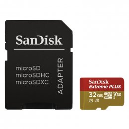 SanDisk Extreme PLUS/ micro SDHC/ 32GB/ 95MBps/ UHS-I U3 /  Class 10/ + Adaptér  (SDSQXBG-032G-GN6MA)