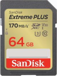 SanDisk Extreme PLUS/ SDXC/ 64GB/ 170MBps/ UHS-I U3 /  Class 10  (SDSDXW2-064G-GNCIN)