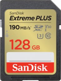 SanDisk Extreme PLUS/ SDXC/ 128GB/ 190MBps/ UHS-I U3 /  Class 10  (SDSDXWA-128G-GNCIN)