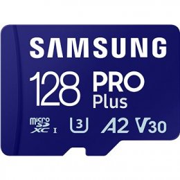 Samsung/ micro SDXC/ 128GB/ 180MBps/ USB 3.0/ USB-A/ Class 10/ + Adaptér/ Modrá  (MB-MD128SB/WW)