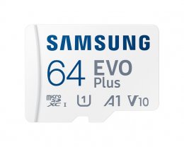 Samsung EVO Plus/ micro SDXC/ 64GB/ UHS-I U1 /  Class 10/ + Adaptér/ Bílá  (MB-MC64SA/EU)